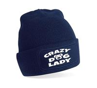 Crazy Dog Lady Beanie Hat Makes A Great Dog Lovers Gift for Ladies Blue