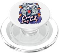 Crazy Dog Lady Fierce White Fluffy Dog Art PopSockets PopGrip for MagSafe