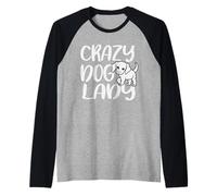 Crazy Dog Lady Lifes Surrounded by Paws Fur and Loves Dogs Raglan Baseball Tee