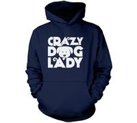 Crazy Dog Lady - Unisex Hoodie - Pet Dog Owner Doggy Mum Puppy 9-11 Years Navy