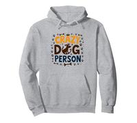 Crazy Dog Person Paw Print Bone Crown Pet Lover Pullover Hoodie, Adult Unisex, Heather Grey, XXL