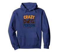 Crazy Dog Person Paw Print Bone Crown Pet Lover Pullover Hoodie, Adult Unisex, Navy, XXL