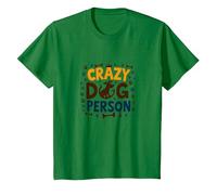 Crazy Dog Person Paw Print Bone Crown Pet Lover T-Shirt, Kids, Kelly Green, 8 Years