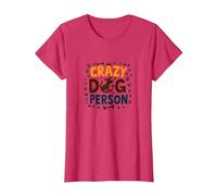 Crazy Dog Person Paw Print Bone Crown Pet Lover T-Shirt, Women, Red Heather, XS