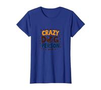 Crazy Dog Person Paw Print Bone Crown Pet Lover T-Shirt, Women, Royal Blue, XL