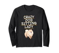 Crazy Dog Sitting Lady Funny Dogsitter Puppy Doggie Daycare Long Sleeve T-Shirt