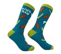 Crazy Dog T-Shirts Funny Chicken Wing Man Crew Socks for Men - Foodie-Inspired Novelty Gift with Comfy Cotton Blend - Perfect for Wing Lovers & BBQ Fans, Multi - Wing Man, One Size