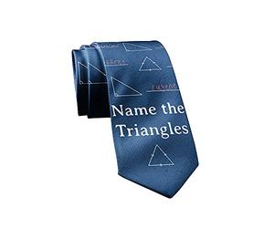 Crazy Dog T-Shirts Funny Math Tie for Men - Name the Triangles Necktie - Humorous Novelty Gift Idea for Science Physics Teachers Engineer - Classroom Office Menswear Outfit Accessory, Blue, One size