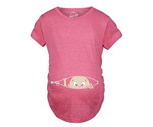Crazy Dog T-shirts - Maternity Baby Peeking T-Shirt Funny Pregnancy Tee for Expectant Mothers - Maternity t-shirt pink