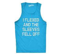 Crazy Dog T-Shirts Mens I Flexed and The Sleeves Fell Off Tank Top Funny Sleeveless Gym Workout Shirt (Turquoise) - S