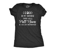 Crazy Dog T-Shirts Womens in My Defense There was A Full Moon and I was Left Unsupervised Tshirt (Heather Black) - L