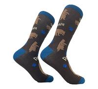 Crazy Dog Tshirts Men's Papa Bear Socks Funny Fathers Day Footwear for Dad - Black - Mens (7-12)