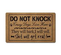 Crazy Dog Welcome Do Not Knock Area Rugs Novelty Door Mat Front Porch Decor Entrance Doormat Anti-Slip Kitchen Rugs And Mats (30 x 18 inch)