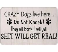Crazy Dogs Live Here Do Not Knock Floor Mats Backed Dust Welcome Mat Dirt Trapper Doormat For Garden Laundry Room Patios 40 X 60Cm