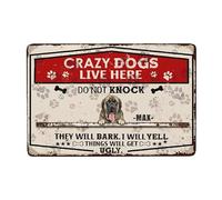 CRAZY DOGS LIVE HERE DO NOT KNOCK THEY WILL BARK I WILL YELL English Mastiff 2 funny dog sign personalized dog name yard Sign home decor 8 x 12 Inch