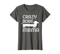 Crazy Doxie Mama Dachshund Mom T-Shirt, Women, Asphalt Grey, Medium