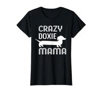 Crazy Doxie Mama Dachshund Mom T-Shirt, Women, Black, Large