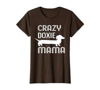 Crazy Doxie Mama Dachshund Mom T-Shirt, Women, Brown, X-Small