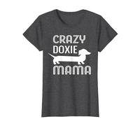 Crazy Doxie Mama Dachshund Mom T-Shirt, Women, Dark Heather Grey, Large