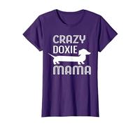 Crazy Doxie Mama Dachshund Mom T-Shirt, Women, Purple, Medium