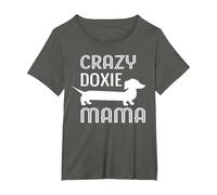 Crazy Doxie Mama Dachshund Mom T-Shirt, Women's Plus, Asphalt Grey, 4X