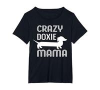 Crazy Doxie Mama Dachshund Mom T-Shirt, Women's Plus, Black, 5X