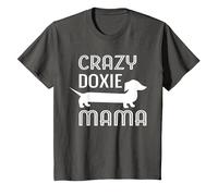 Crazy Doxie Mama Dachshund Mom T-Shirt, Youth, Asphalt Grey, 2T