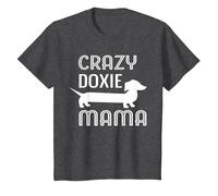 Crazy Doxie Mama Dachshund Mom T-Shirt, Youth, Dark Heather Grey, Medium