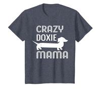 Crazy Doxie Mama Dachshund Mom T-Shirt, Youth, Heather Blue, X-Small