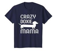 Crazy Doxie Mama Dachshund Mom T-Shirt, Youth, Navy Blue, Small