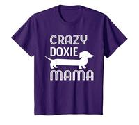 Crazy Doxie Mama Dachshund Mom T-Shirt, Youth, Purple, X-Small