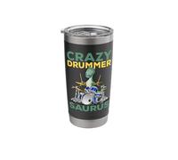 Crazy Drummer Saurus Drum Player Drums Music Player Dinosaur Stainless Steel Insulated Tumbler
