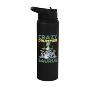 Crazy Drummer Saurus Drum Player Drums Music Player Dinosaur Stainless Steel Insulated Water Bottle