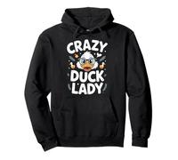 Crazy Duck Lady Funny Animal Lover Art Pullover Hoodie