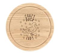 Crazy Duck Lady Stars Wooden Chopping Cheese Board Round 25cm