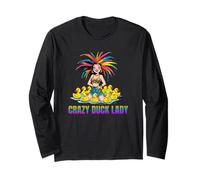 Crazy Duck Lady Wild Crazy Hair Tropical Cruise Duck Fun Long Sleeve T-Shirt