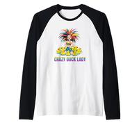 Crazy Duck Lady Wild Crazy Hair Tropical Cruise Duck Fun Raglan Baseball Tee
