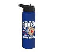 Crazy Eights Queen Card Game Tournament All Fun Crazy Eights Stainless Steel Insulated Water Bottle