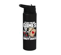 Crazy Eights Queen Card Game Tournament All Fun Crazy Eights Stainless Steel Insulated Water Bottle