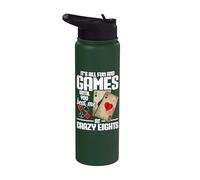 Crazy Eights Queen Card Game Tournament All Fun Crazy Eights Stainless Steel Insulated Water Bottle