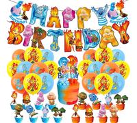 Crazy Element City Birthday Party Decoration Elemental Flag Balloon Cake Insert Decoration Set