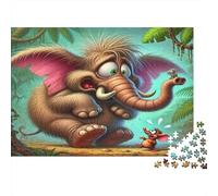 Crazy Elephant Jigsaw Puzzles 1000 Pieces Recycled Paper for Adults Whimsical Jungle Elephant Puzzle Fun And Challenging Family Game Home Decoration Gifts for Women 70x50cm/1000pcs