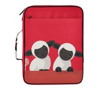 Crazy Farm Animal Lambs Red and White Paper Expanding File Folder Multiple Pockets 1.5 Inch 3 Ringing Binder Zipper with Zipper Closure for Home Office Travel