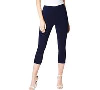 Crazy Fashion Bengaline Summer Cropped Trousers for Women Capri Pants Short Cropped Cut Off Elasticated Stretch Casual Plain Bottoms Three Quarter Length Pedal Pusher Ladies Clothes Navy Blue 10
