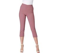 Crazy Fashion Bengaline Summer Cropped Trousers for Women Capri Pants Short Cropped Cut Off Elasticated Stretch Casual Plain Bottoms Three Quarter Length Pedal Pusher Ladies Clothes Dark Pink 16
