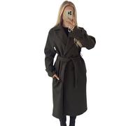 Crazy Fashion Coats For Women UK Winter Jackets Long Sleeve Plain Double Breasted Wool Blend Long Trench Plus Size Coat with Belt, Classic Lapel Ladies Overcoat UK 8-20