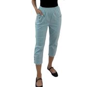Crazy Fashion Ladies Capri Three Quarter Soft 3/4 Pants Ladies Stretch Cropped Pull On Elasticated Waist Shorts Plus Size Summer Trousers for Women UK (Aqua, UK 22)