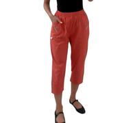 Crazy Fashion Ladies Capri Three Quarter Soft 3/4 Pants Ladies Stretch Cropped Pull On Elasticated Waist Shorts Plus Size Summer Trousers for Women UK (Coral, UK 16)