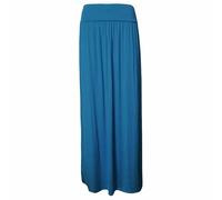 Crazy Fashion Ladies Full Length Long Skirts for Women Plus Size High Waist Fold Over Womens Pleated High Waisted Elasticated Plain Gypsy Casual Stretchy Maxi Skirt UK 8-26 Teal