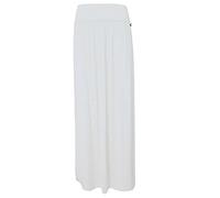 Crazy Fashion Ladies Full Length Long Skirts for Women Plus Size High Waist Fold Over Womens Pleated High Waisted Elasticated Plain Gypsy Casual Stretchy Maxi Skirt UK 8-26 White